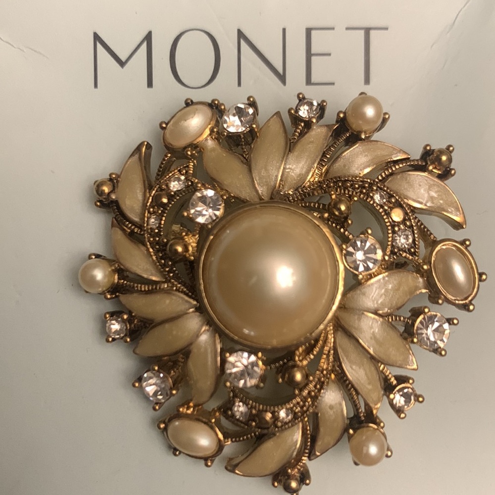 Vintage Monet Pearl Brooch
